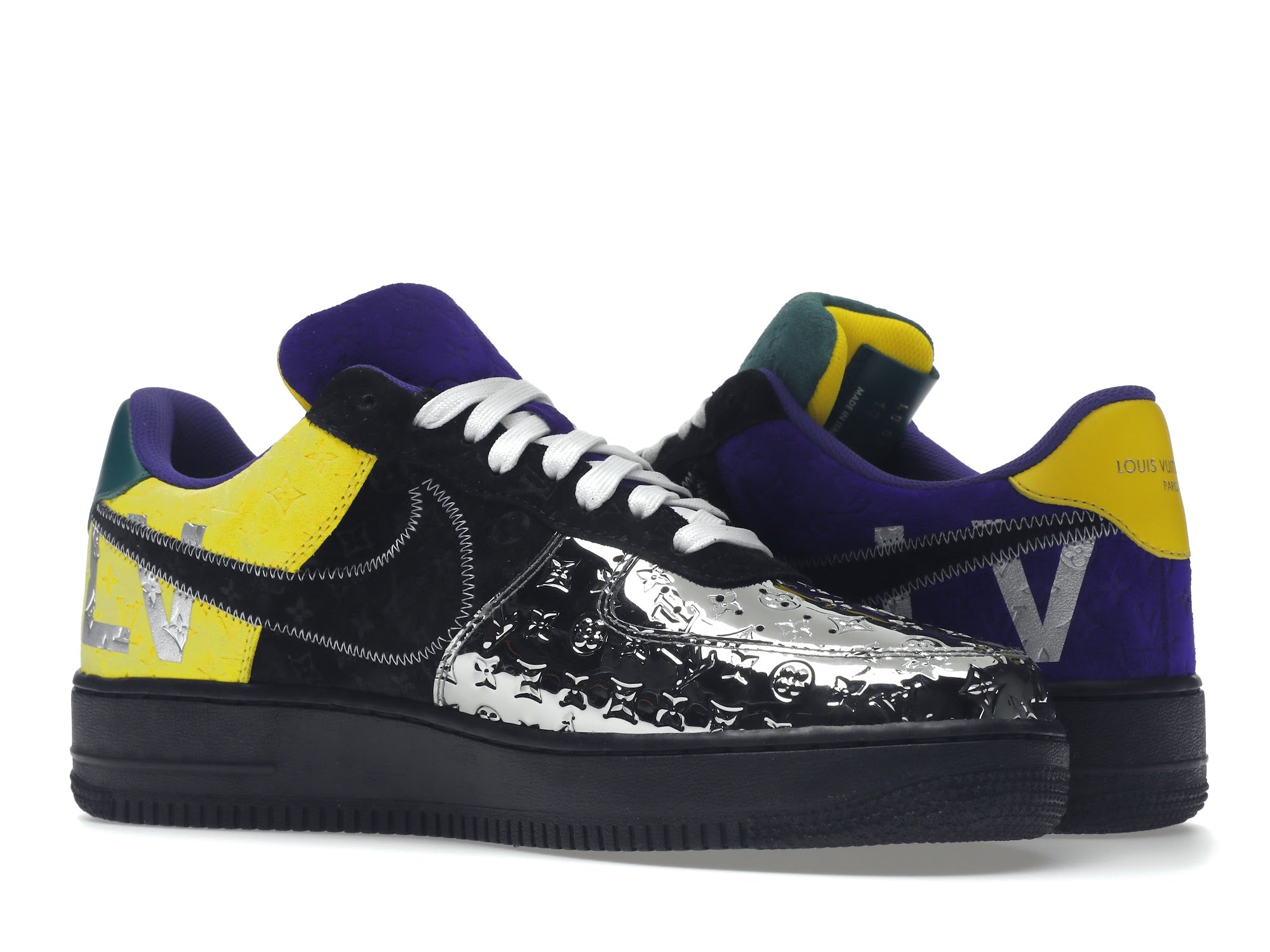 Louis Vuitton Nike Air Force 1 Low By Virgil Abloh Black Metallic Silver - Louis Vuitton - OFFseason 衣服 - 