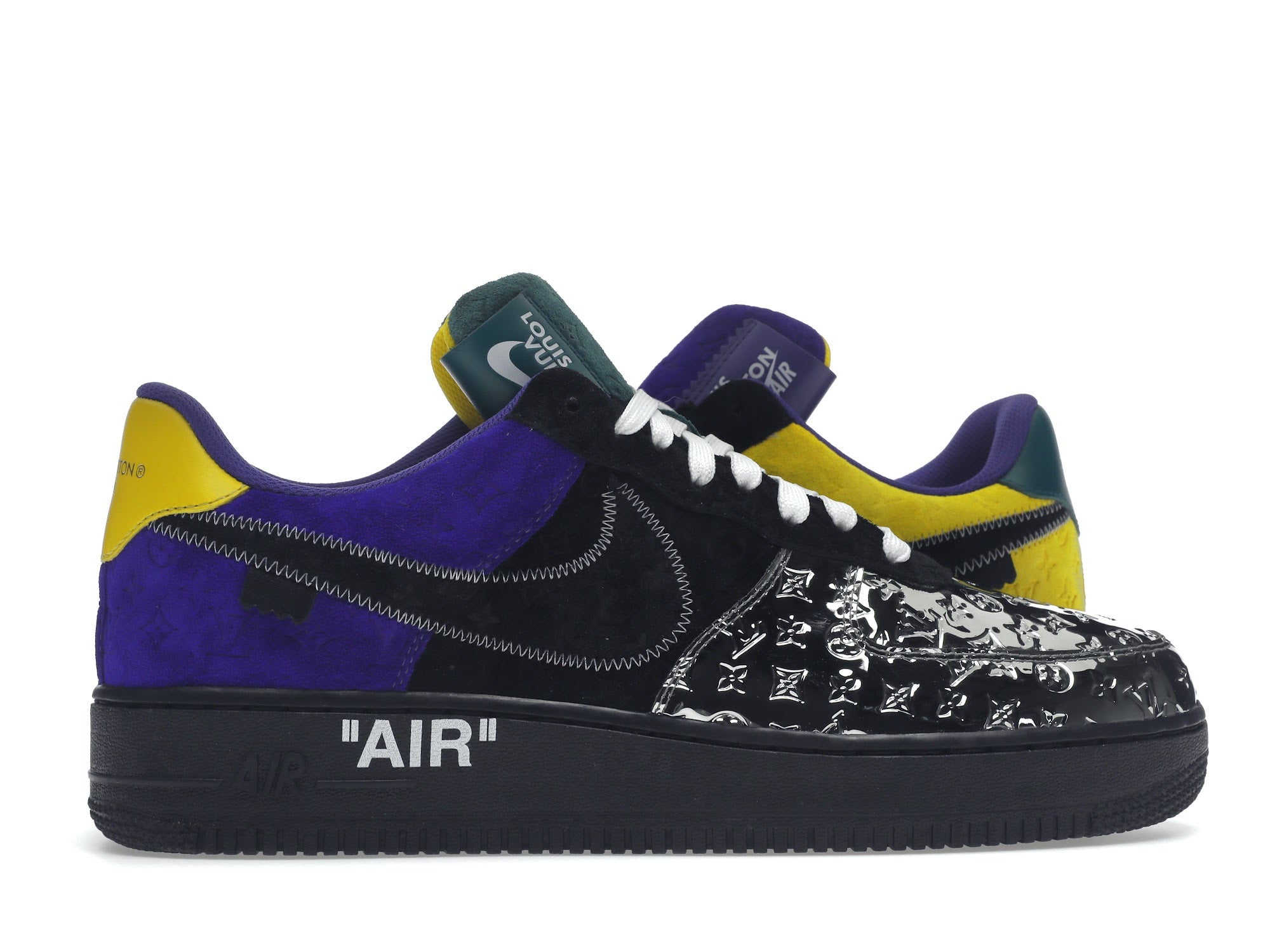 Louis Vuitton Nike Air Force 1 Low By Virgil Abloh Black Metallic Silver - Louis Vuitton - OFFseason 衣服 - 