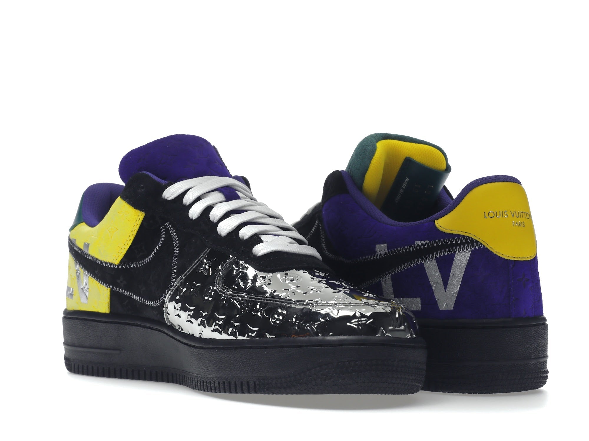 Louis Vuitton Nike Air Force 1 Low By Virgil Abloh Black Metallic Silver - Louis Vuitton - OFFseason 衣服 - 