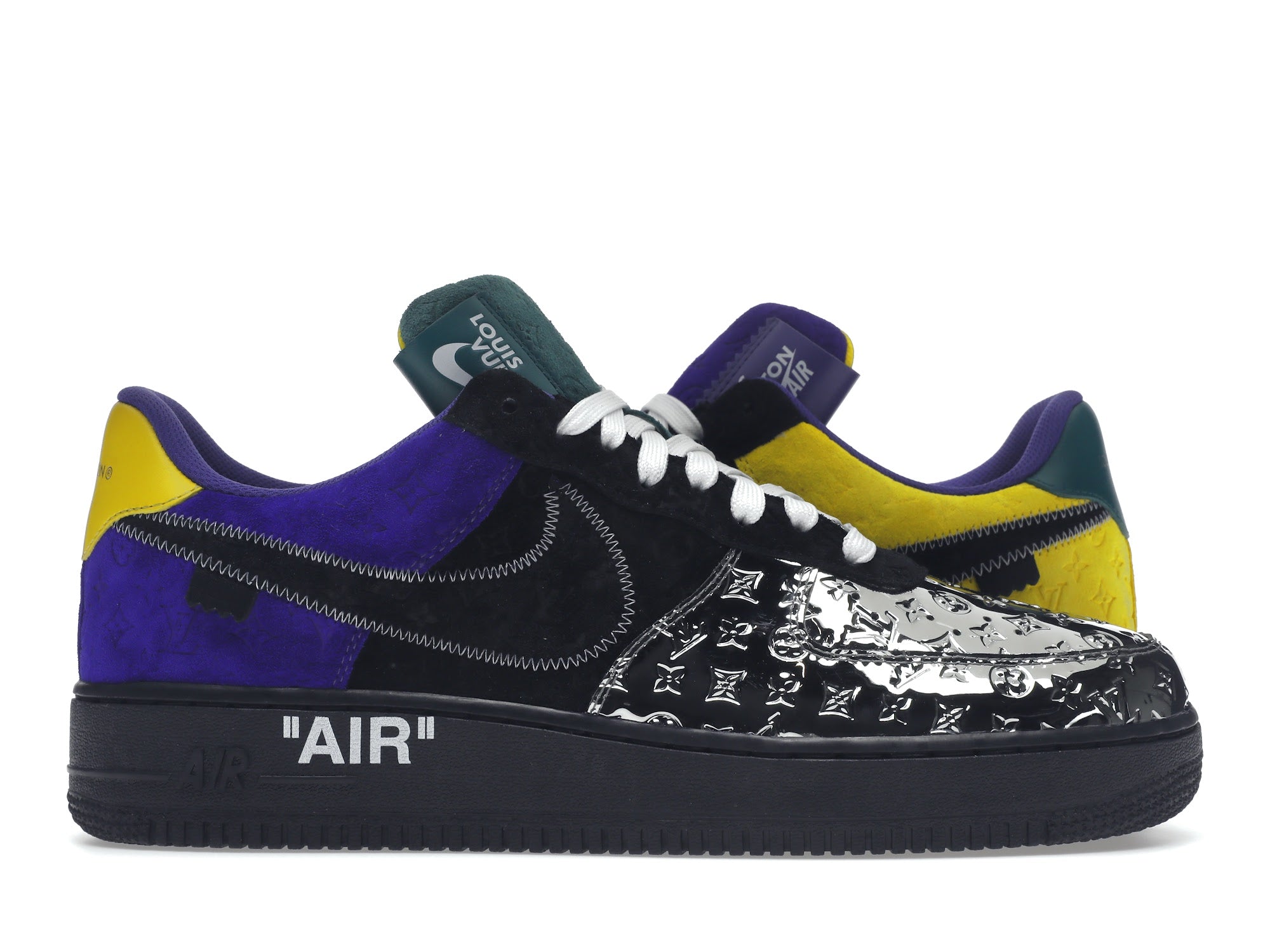 Louis Vuitton Nike Air Force 1 Low By Virgil Abloh Black Metallic Silver - Louis Vuitton - OFFseason 衣服 - 