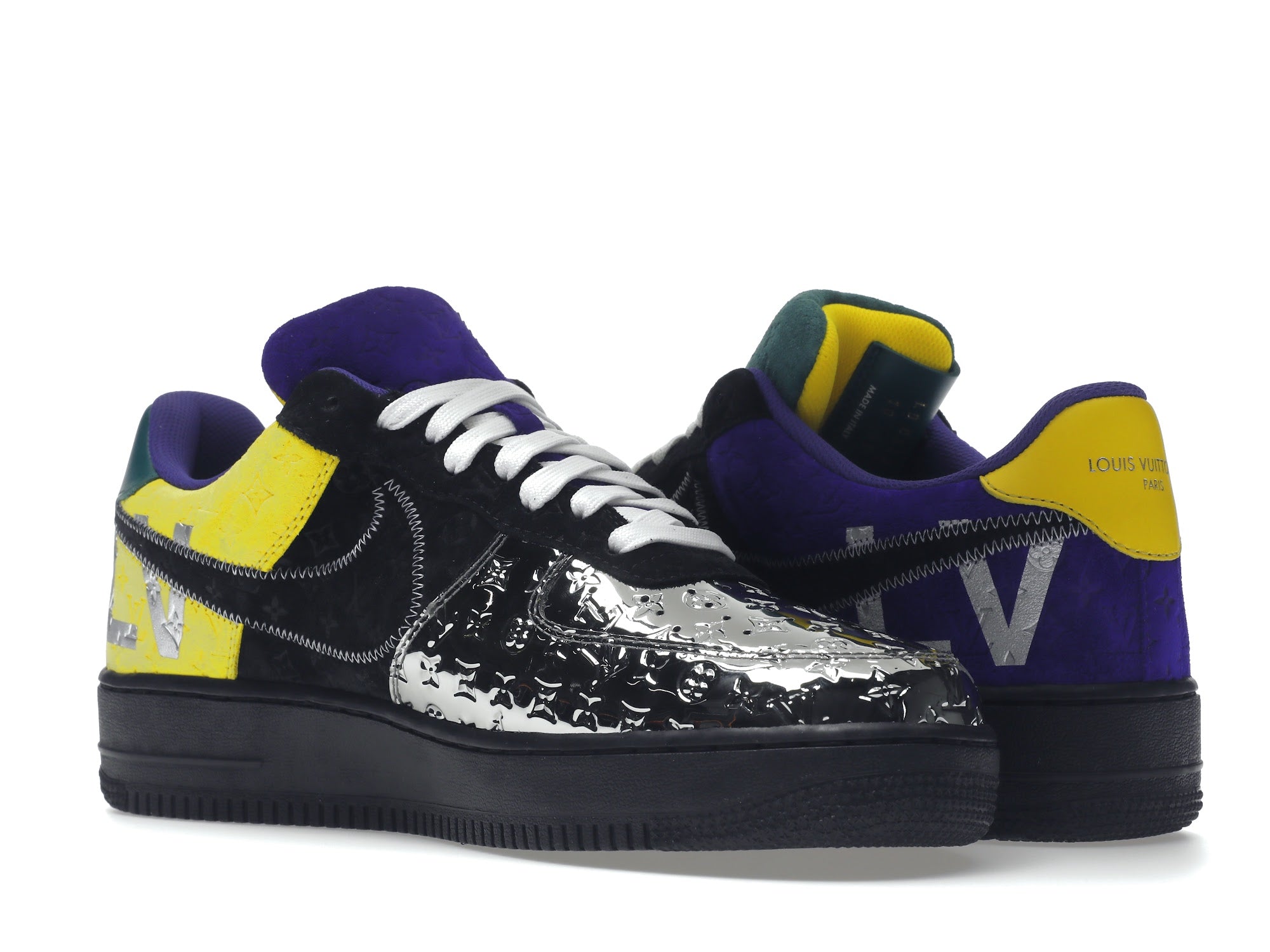 Louis Vuitton Nike Air Force 1 Low By Virgil Abloh Black Metallic Silver - Louis Vuitton - OFFseason 衣服 - 