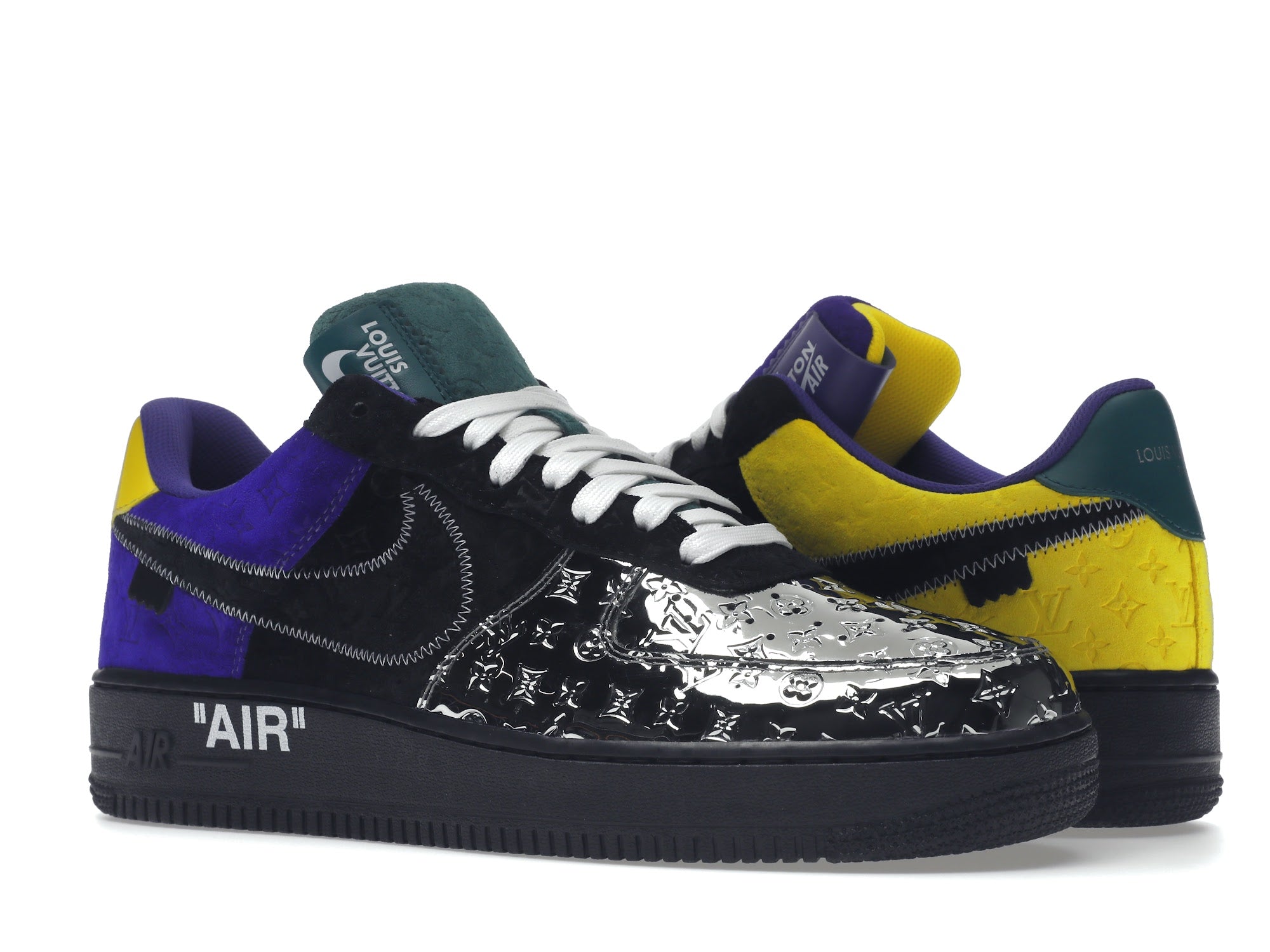 Louis Vuitton Nike Air Force 1 Low By Virgil Abloh Black Metallic Silver - Louis Vuitton - OFFseason 衣服 - 