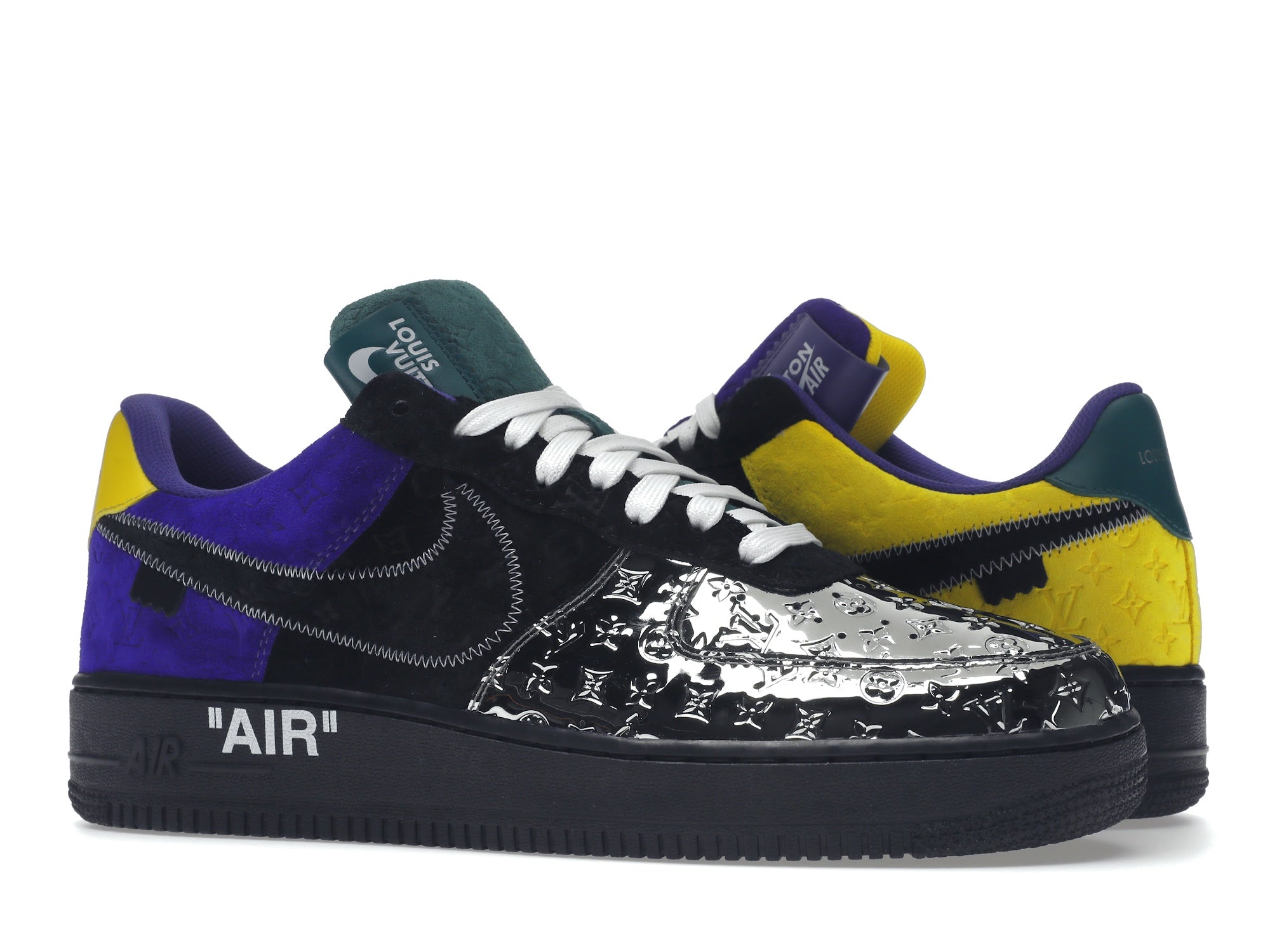 Louis Vuitton Nike Air Force 1 Low By Virgil Abloh Black Metallic Silver - Louis Vuitton - OFFseason 衣服 - 