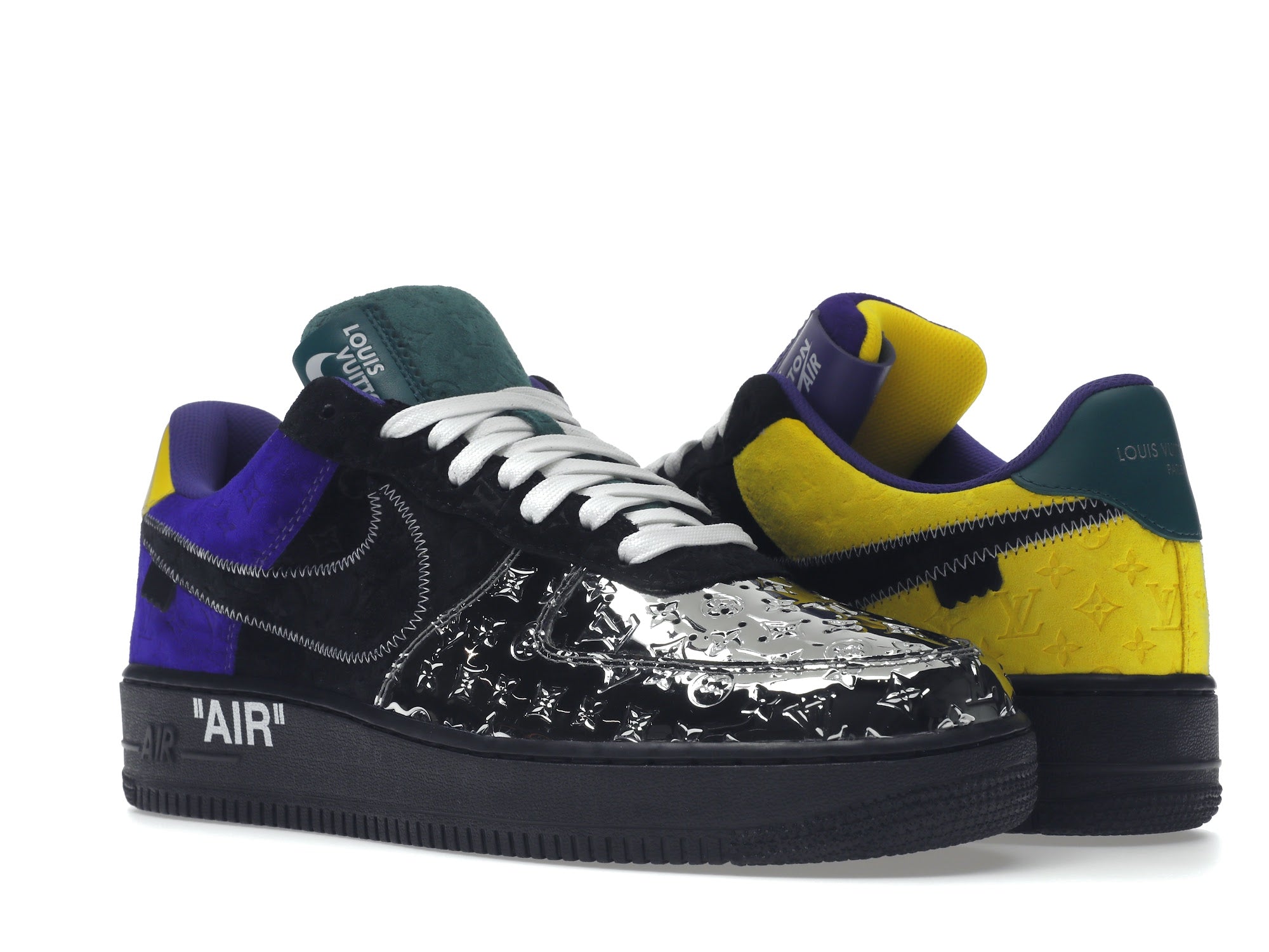 Louis Vuitton Nike Air Force 1 Low By Virgil Abloh Black Metallic Silver - Louis Vuitton - OFFseason 衣服 - 