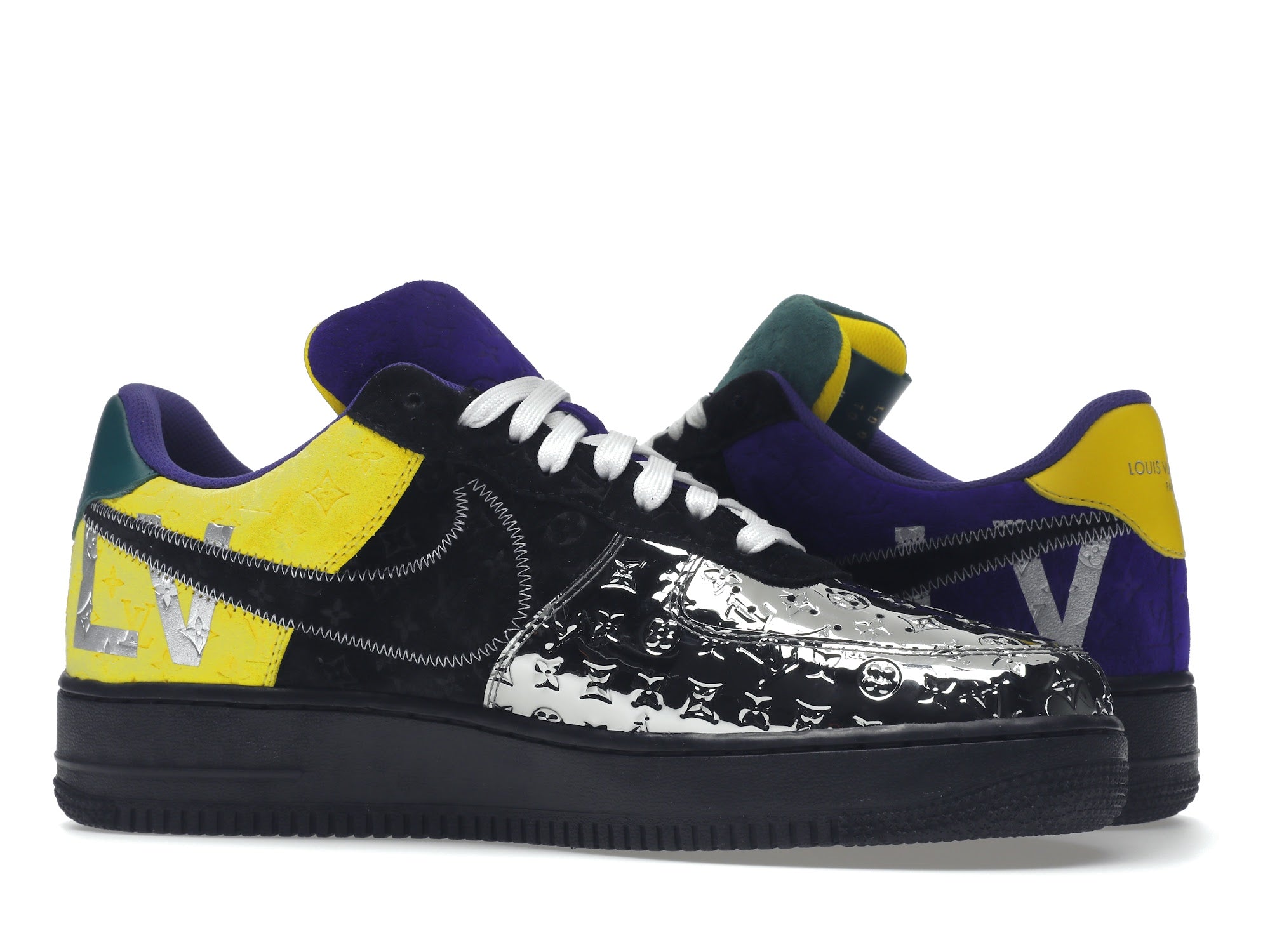 Louis Vuitton Nike Air Force 1 Low By Virgil Abloh Black Metallic Silver - Louis Vuitton - OFFseason 衣服 - 