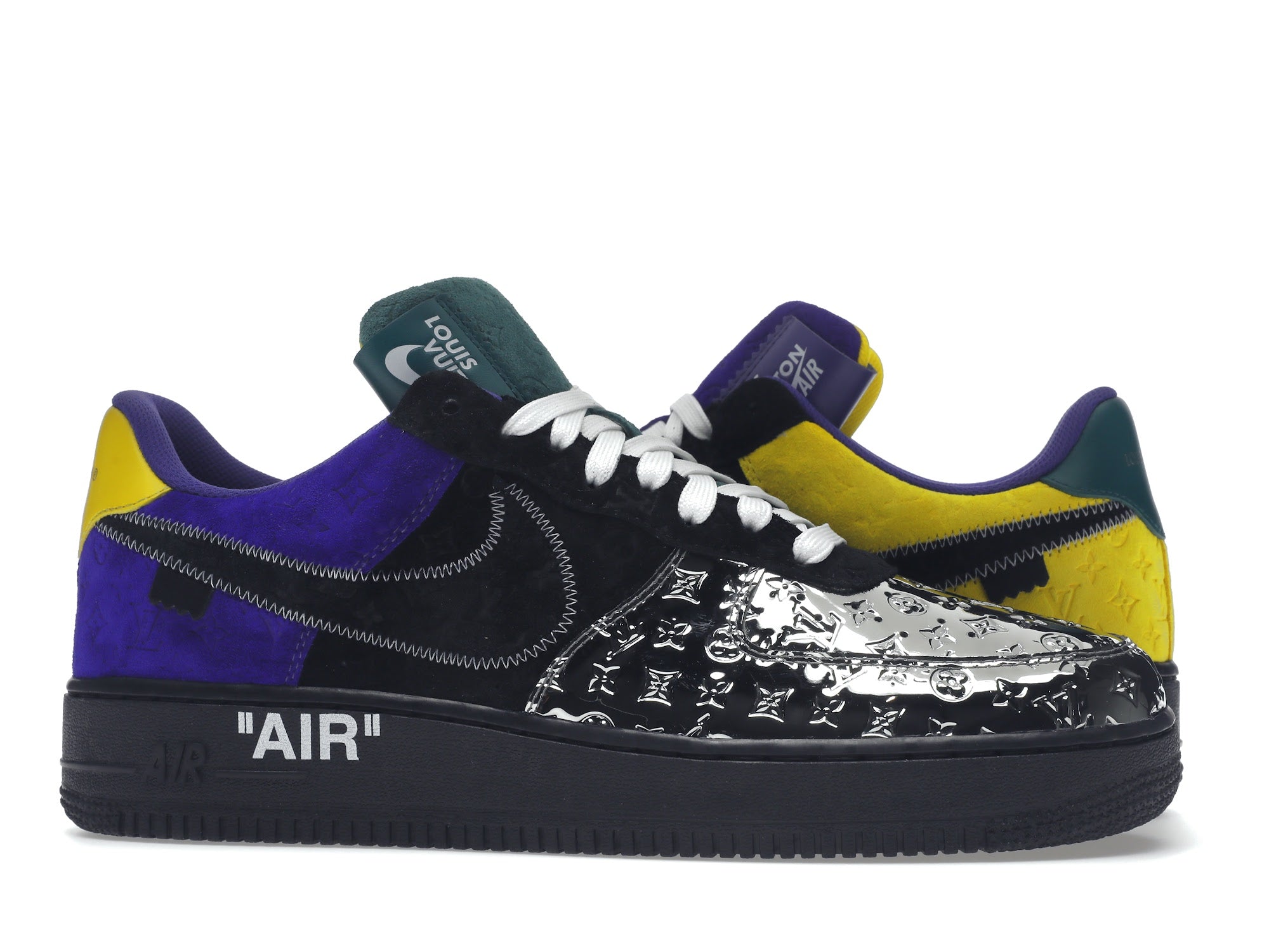 Louis Vuitton Nike Air Force 1 Low By Virgil Abloh Black Metallic Silver - Louis Vuitton - OFFseason 衣服 - 